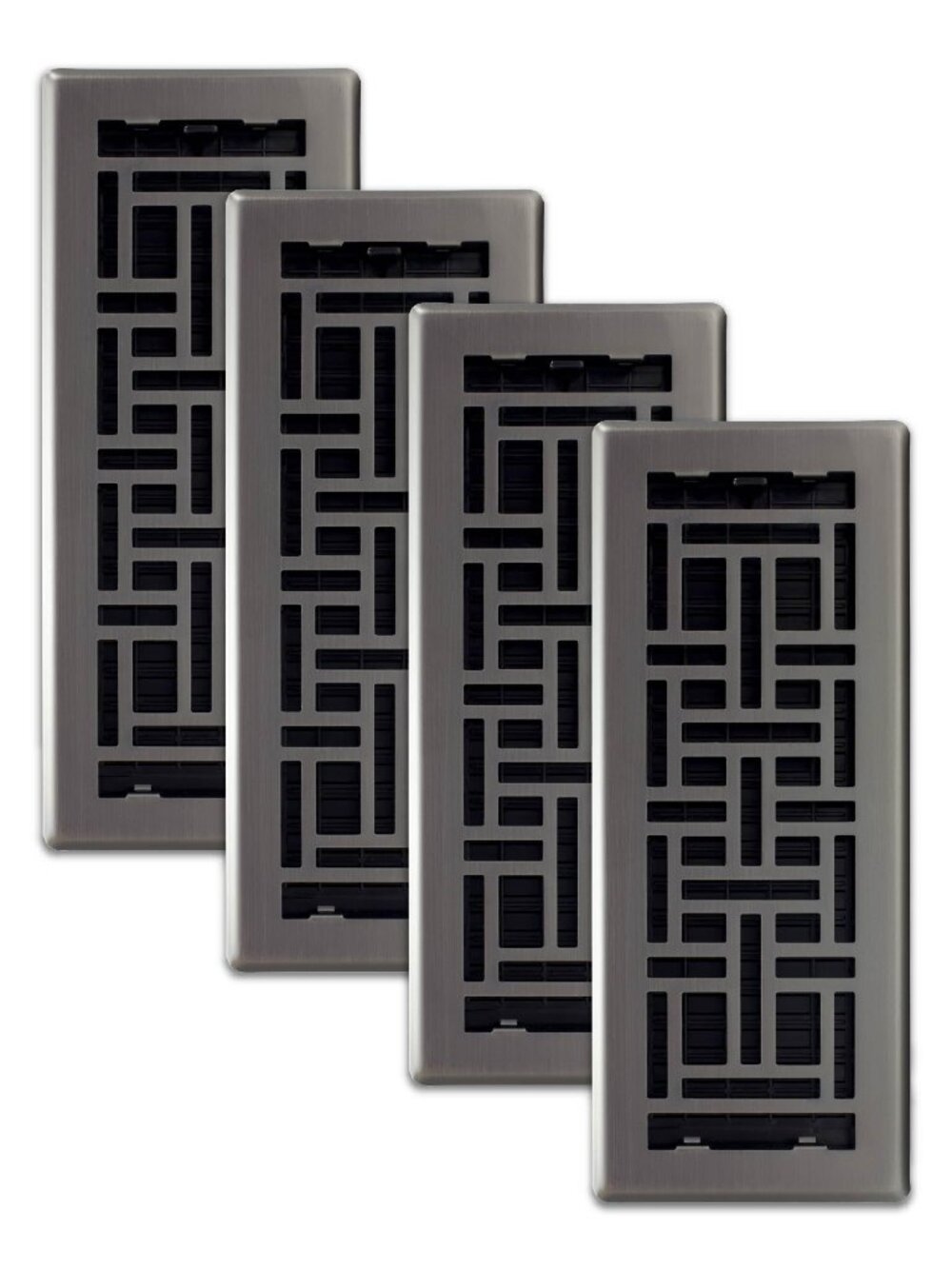 Decor Grates 4-Pack 4x12 Floor Registers Gun Metal Oriental Vent Covers